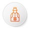 Orange line Fisherman icon isolated on white background. White circle button. Vector