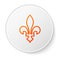 Orange line Fleur De Lys icon isolated on white background. White circle button. Vector