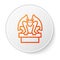 Orange line Gargoyle on pedestal icon isolated on white background. White circle button. Vector