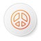 Orange line Peace icon isolated on white background. Hippie symbol of peace. White circle button. Vector Illustration