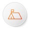 Orange line Protest camp icon isolated on white background. Protesting tent. White circle button. Vector