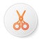 Orange line Scissors hairdresser icon isolated on white background. Hairdresser, fashion salon and barber sign