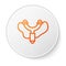Orange line Slingshot icon isolated on white background. White circle button. Vector