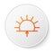 Orange line Sunrise icon isolated on white background. White circle button. Vector Illustration