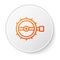 Orange line Trap hunting icon isolated on white background. White circle button. Vector