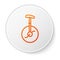 Orange line Unicycle or one wheel bicycle icon isolated on white background. Monowheel bicycle. White circle button