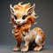 Orange Lion Figurine: Dragon Art Inspired Maya Rendered Sculpture