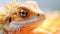 An orange lizard with a big eye and spiky hair, AI