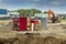 An Orange Loader on a commercial construction site