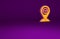 Orange Location and mail and e-mail icon isolated on purple background. Envelope symbol e-mail. Email message sign