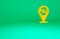 Orange Location with percent discount icon isolated on green background. Money location icon. Business and investment