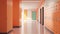 Orange lockers cabinets furniture in a locker room at school or university for student.