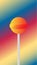 Orange lollipop on the colorful gradient background