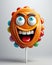 an orange lollipop with eyes and a smile on it. generative ai