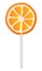 Orange lollipop icon, realistic style