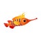Orange longnose fish. Sea, tropical, aquarium fish. Colorful cartoon character