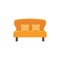 Orange loveseat with 2 pillows. Double sofa. Vector illustration