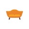 Orange loveseat. 2 seaters sofa. Vector illustration. Flat icon