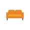 Orange loveseat. Vector illustration. Flat icon of double sofa.