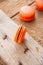 Orange macarons with chocolate ganache filling