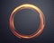 Orange magic ring with glowing particles. Neon realistic energy flare halo ring. Abstract light effect on a dark