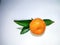 the orange mandarin as we know santang orange or shantang isolated on white, fresh and sweet mandarin orange with leaves,