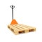 Orange manual hand hydraulic pallet truck and pallet