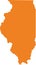 Orange map of Illinois Land of Lincoln