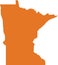 Orange map of Minnesota Land of Ten Thousand Lakes