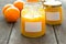 Orange marmalade jars labels oranges