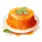 Orange Marmalade Pudding Watercolor Clipart On White Background