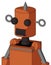 Orange Mech With Cylinder Head And Dark Tooth Mouth And Two Eyes And Spike Tip