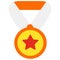 An orange medal flat icon.