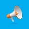 Orange megaphone icon design. Spread your voice and messages.