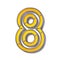 Orange metal wire font Number 8 EIGHT 3D