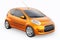 orange metallic ultra compact city car for the cramped streets of historic cities with low fuel consumption. 3d