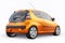 orange metallic ultra compact city car for the cramped streets of historic cities with low fuel consumption. 3d