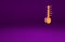 Orange Meteorology thermometer measuring icon isolated on purple background. Thermometer equipment showing hot or cold