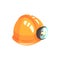 Orange miners helmet, mining industry equipment cartoon vector Illustration