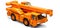 Orange mobile crane. Three-dimensional illustration. 3d rendering