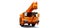 Orange mobile crane. Three-dimensional illustration. 3d rendering