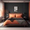 Orange Mockup Frames: Enhancing Minimalist Bedroom Interior Design