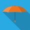 Orange modern umbrella. Vector flat illustration.