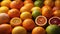 Orange Mosaic: Exploring the Rich Diversity of Orange Hues in a Close-Up of a Citrus Fruit Ensemble - AI Generative