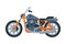 Orange Motorcycle, Motor Vehicle Transport, Side View Flat Vector Illustration