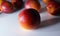 Orange nectarines on a white background