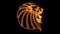 Orange neon lion head animated logo loopable graphic element v3