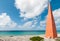 Orange obelisk at the caribbean island Bonaire