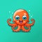 An orange octopus with a big smile on its face. Generative AI image.