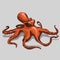 Orange octopus closeup, isolated vector